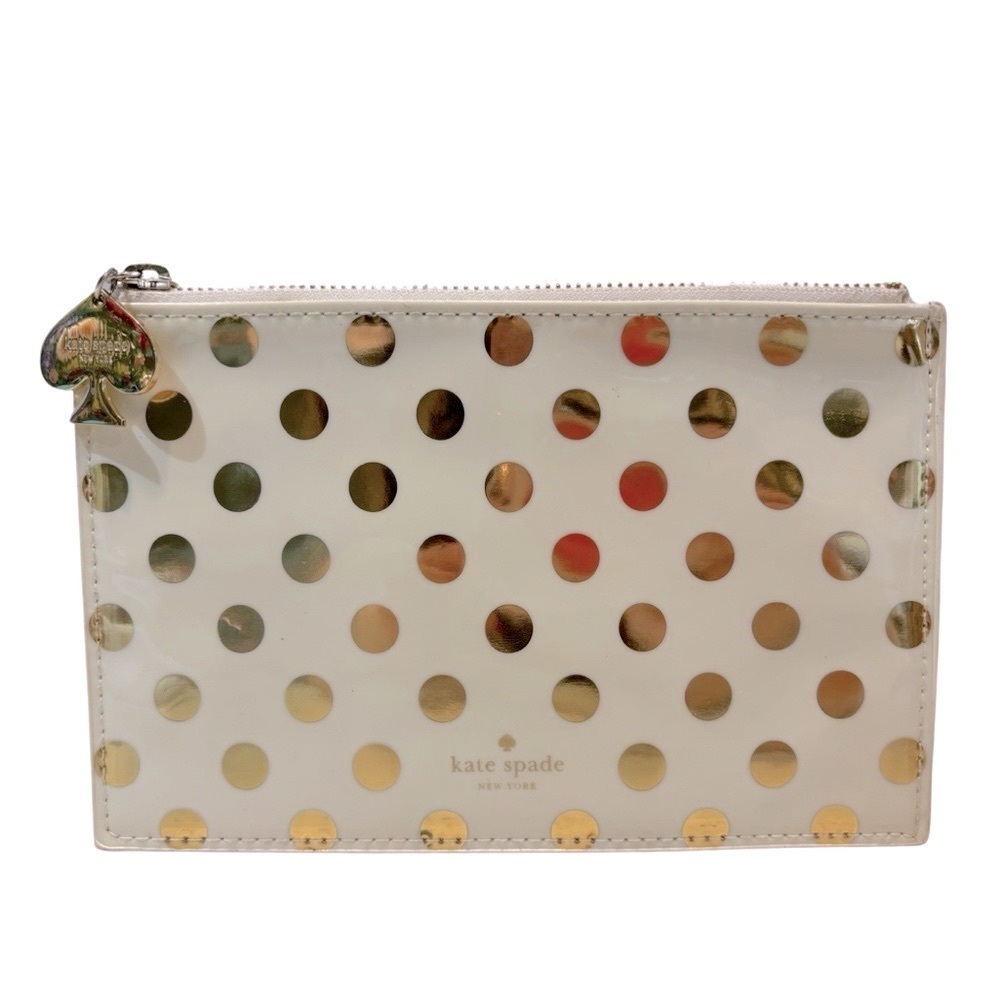 kate spade Gold Polka Dot Zip Pouch Bag‎